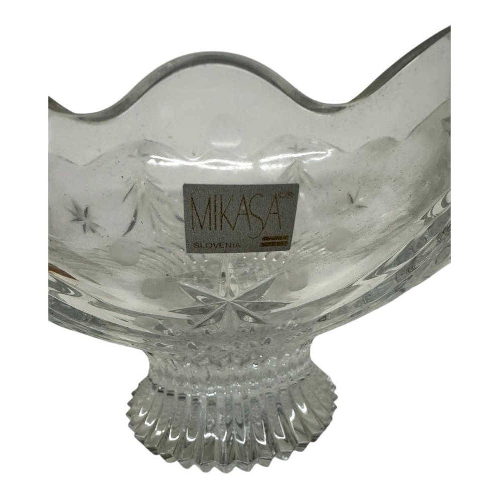 Celebrations by Mikasa Crystal Glass Bowl Footed Christmas Night  Collection 10" - Picture 2 of 4